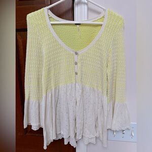 Vintage adorable Free People Yellow sweater with bell sleeve details